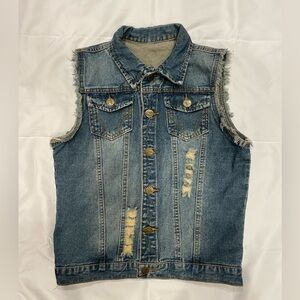 Sudhir Distressed Jean Jacket Vest
